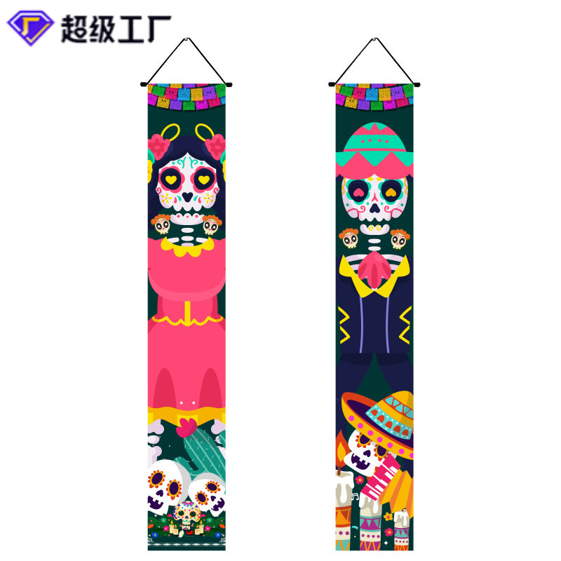 Halloween couplet curtain, ghost couple, Day of the Dead couplet, Halloween decoration, Halloween couplet