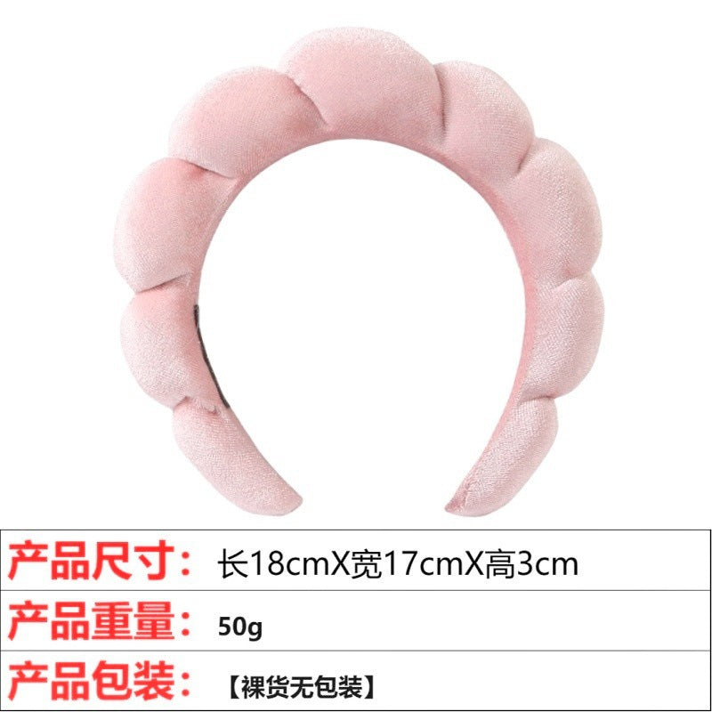 European and American cross-border hot-selling high-top hair accessories for women to wash their faces and bathe, cloud sponge headbands for makeup removal and hair ties