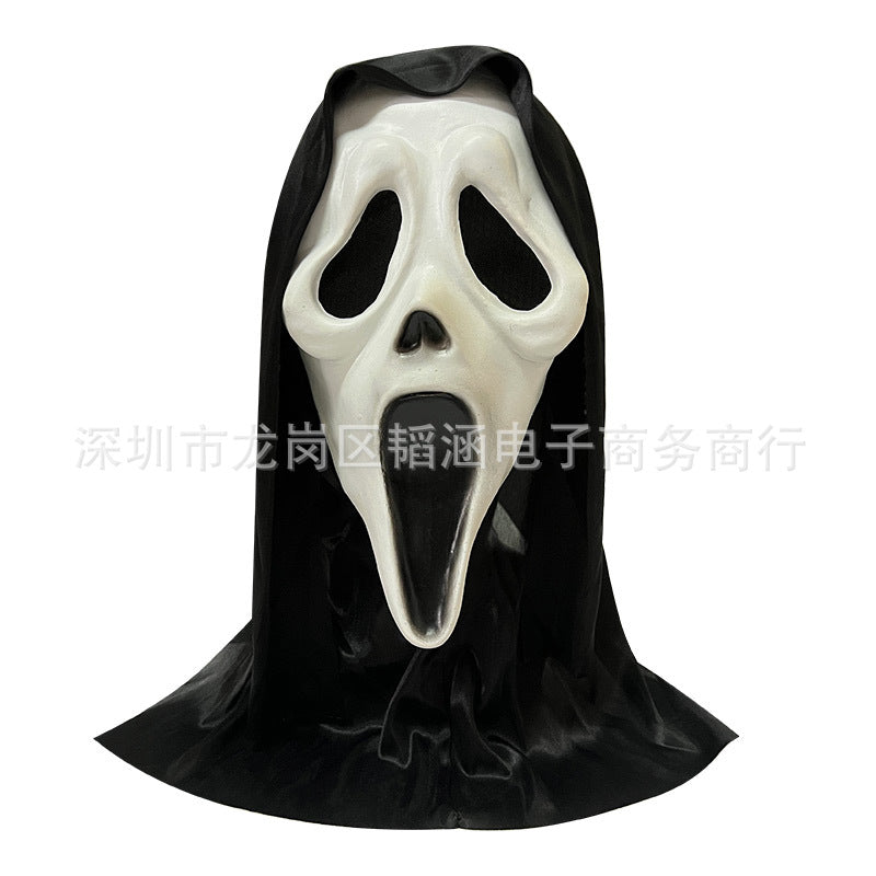 Screaming mask cos horror skull headgear metamorphosis horror white ghost face ghost festival halloween head cash