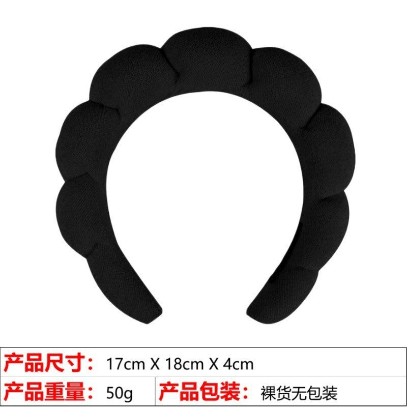 European and American cross-border hot-selling high-top hair accessories for women to wash their faces and bathe, cloud sponge headbands for makeup removal and hair ties