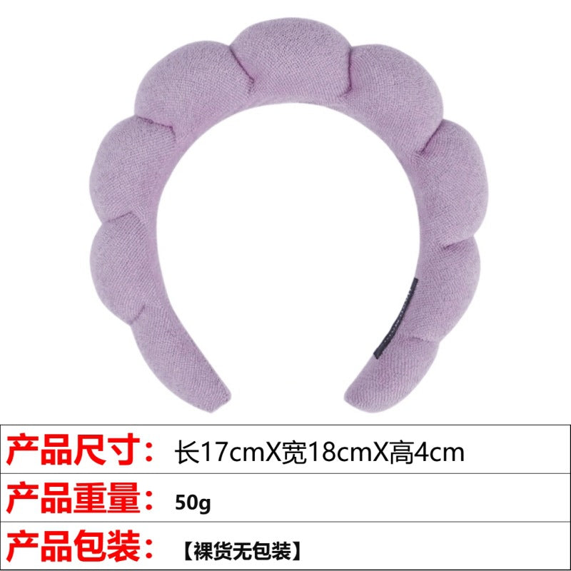 European and American cross-border hot-selling high-top hair accessories for women to wash their faces and bathe, cloud sponge headbands for makeup removal and hair ties