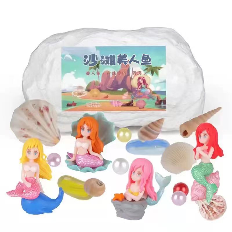 Archaeological excavation toys dinosaur fossil gem treasure hunt mermaid children's handmade DIY treasure digging toys