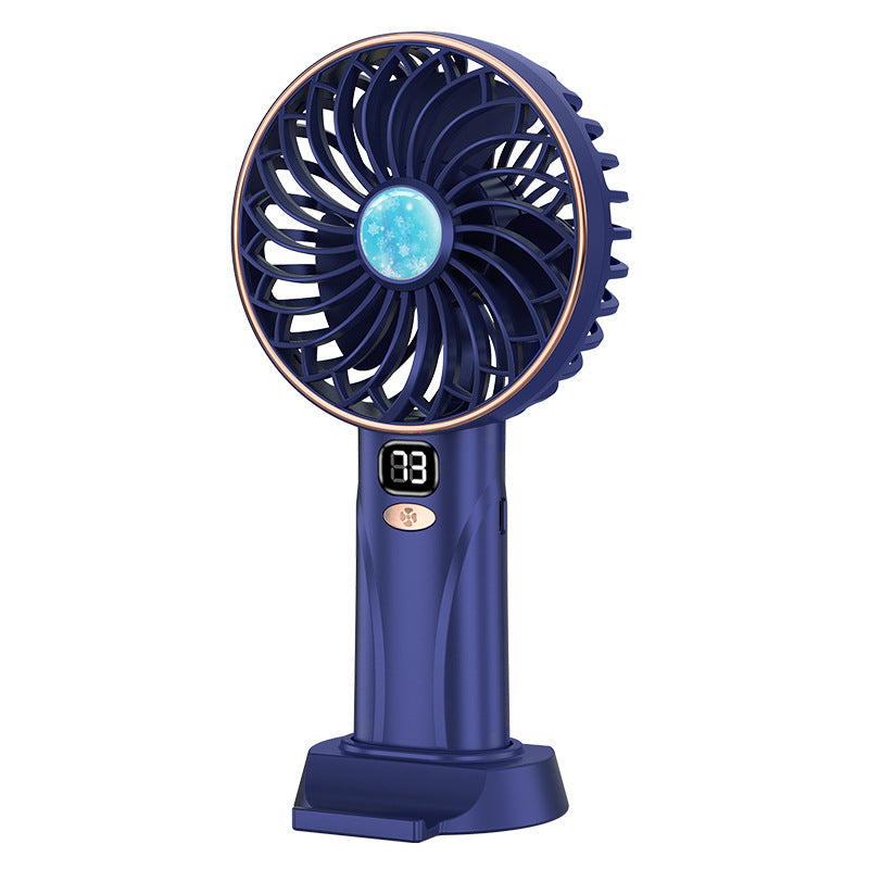 Handheld spray small fan water replenishment humidification student desktop digital display light sound brushless charging refrigeration water spray cooling fan