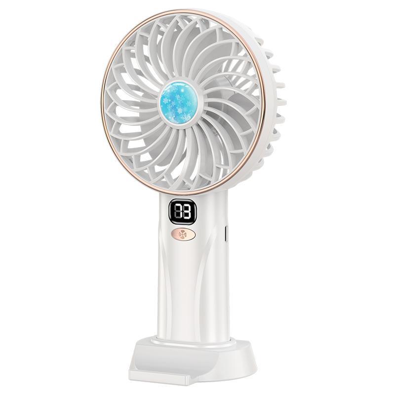 Handheld spray small fan water replenishment humidification student desktop digital display light sound brushless charging refrigeration water spray cooling fan