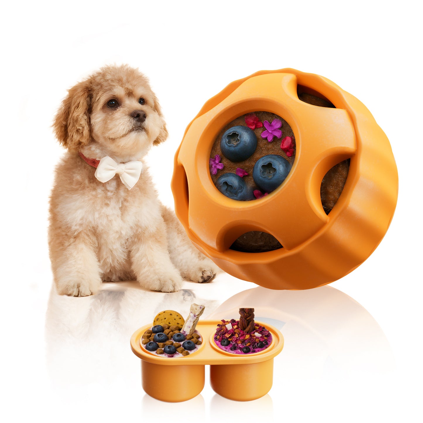 Woof Pupsicle Dog Food Dispenser Toy Silicone Slow Feeder Pet Feeding Ball TPR Teething Toy