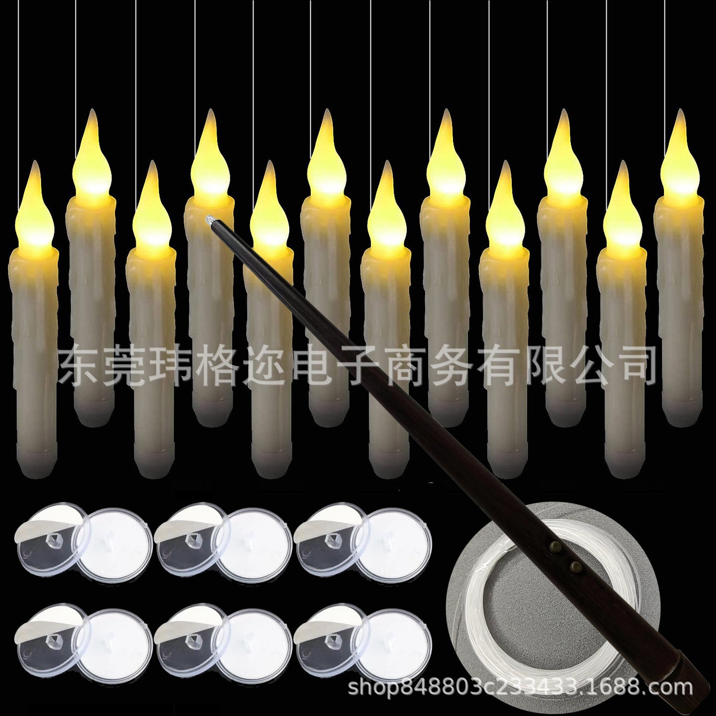 Halloween Decorations Floatin Magic Wand Remote Control Wax Candle Light Halloween LED Decoration