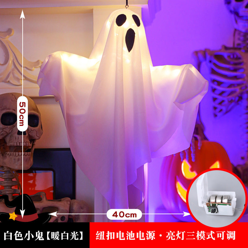 Halloween decoration LED hanging lamp glowing white ghost DIY modeling lamp horror indoor party layout atmosphere lamp