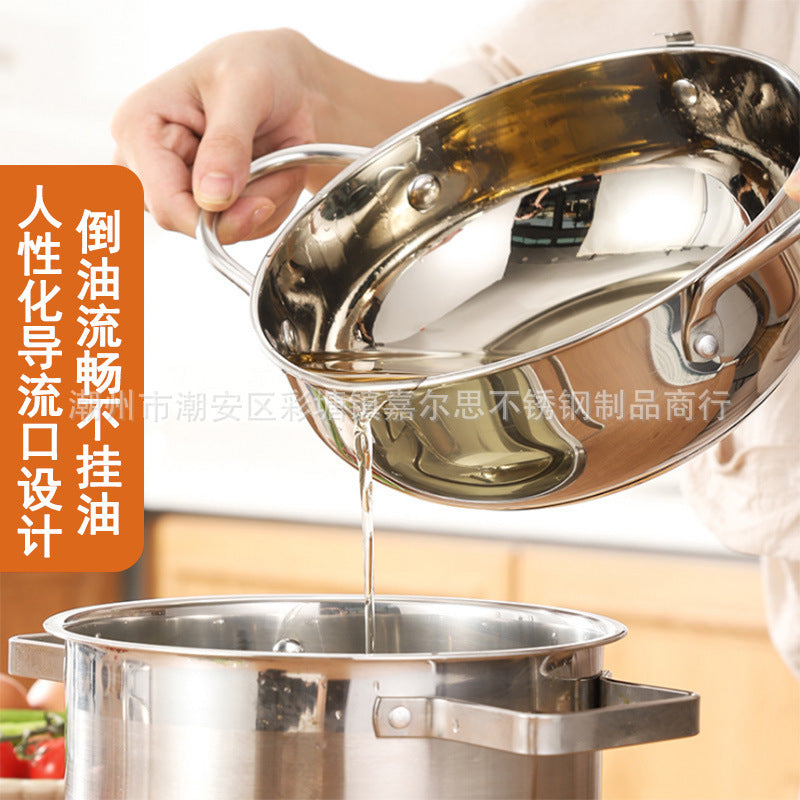 304 stainless steel frying pan tempura frying pan household temperature controllable frying pan oil saving source manufacturer with filter