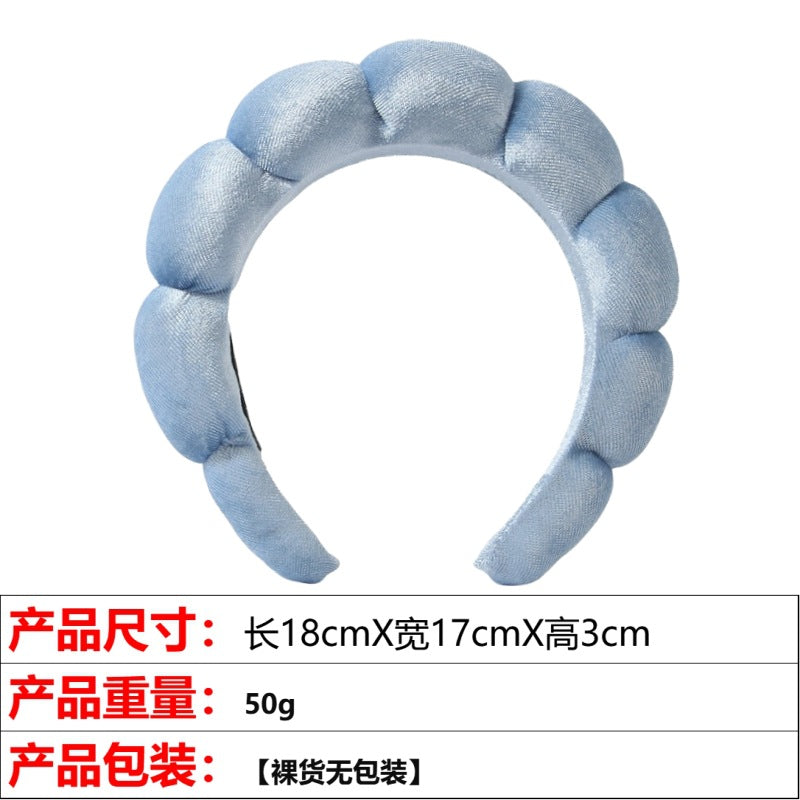 European and American cross-border hot-selling high-top hair accessories for women to wash their faces and bathe, cloud sponge headbands for makeup removal and hair ties