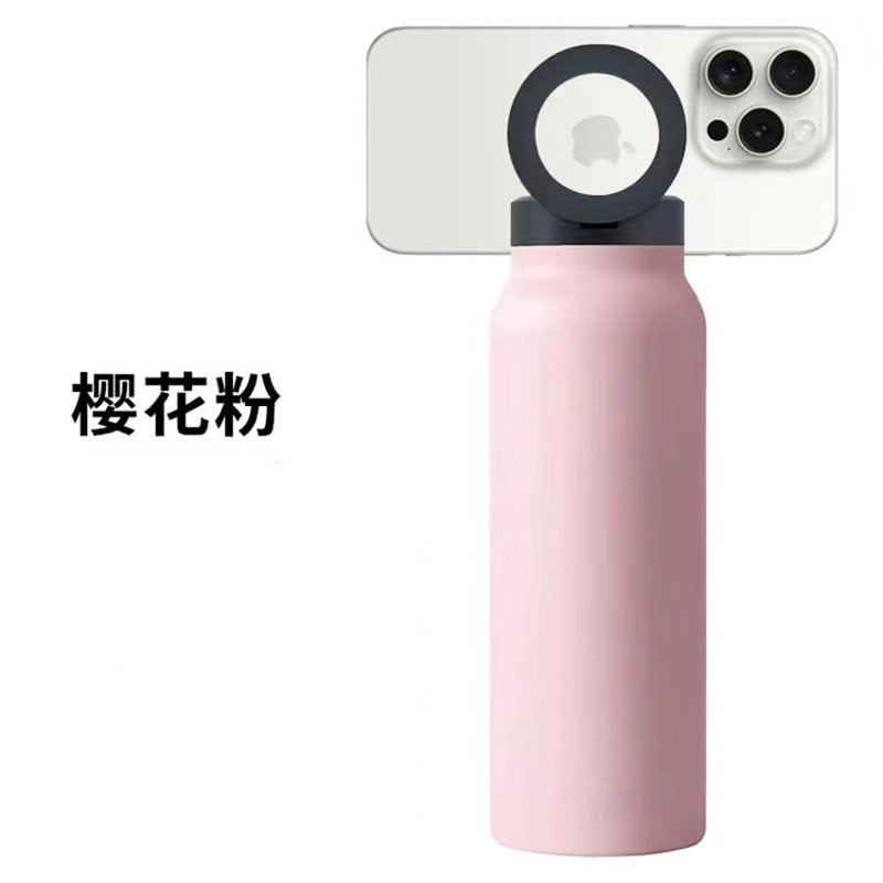 Cross-border hot-selling 24oz32oz magnetic suction mobile phone holder sports water bottle 304 stainless steel thick insulation cup