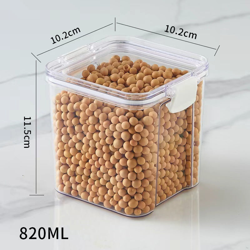 Square flower tea packaging box, 460ml, four-compartment plastic airtight container, food-grade storage box.
