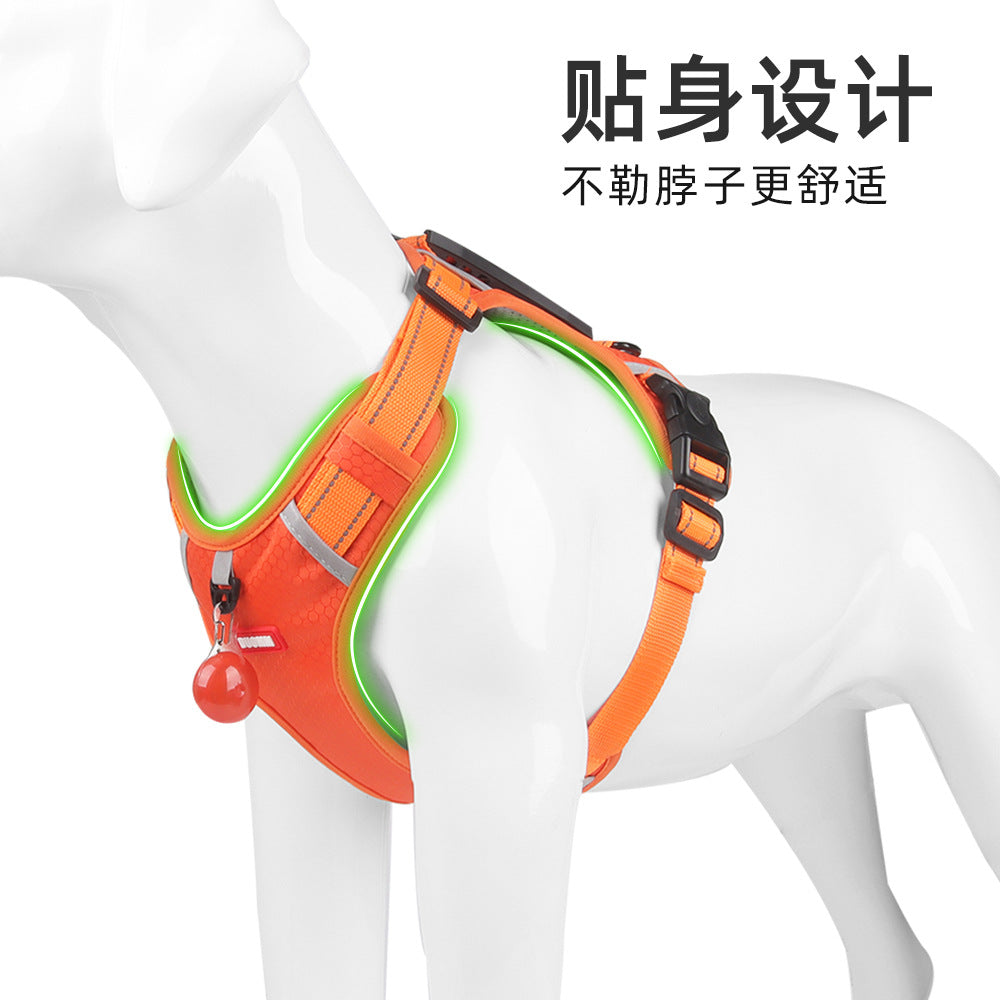 Cross-border new pet chest harness vest-style reflective large dog chest harness explosion-proof dog traction rope wholesale