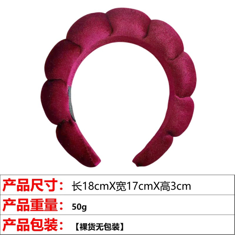 European and American cross-border hot-selling high-top hair accessories for women to wash their faces and bathe, cloud sponge headbands for makeup removal and hair ties