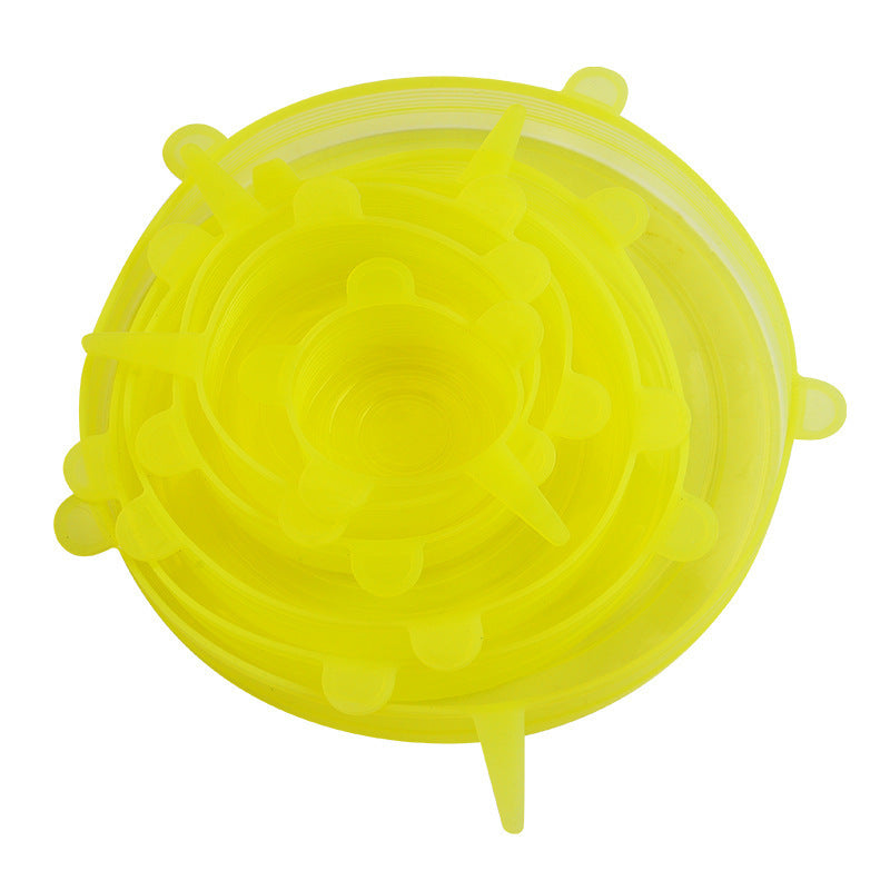 Six-piece silicone fresh-keeping cover stretch bowl cover dust-proof fresh-keeping refrigerator microwave seal smiley face fresh-keeping film