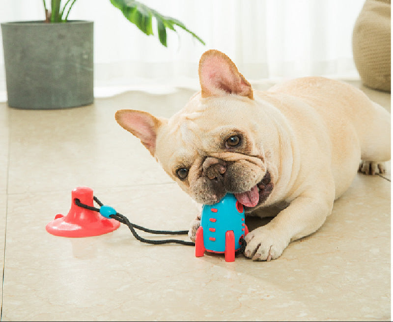 Amazon new product Rocket dog toy Single suction cup Leaking dog chew toy Chew-resistant tooth-cleaning bone pet toy