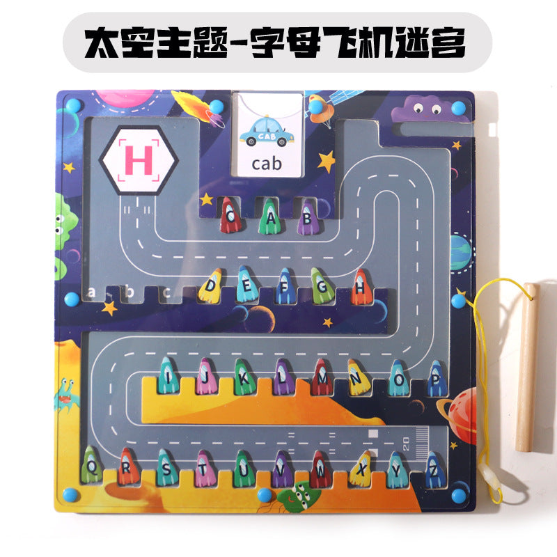 Magnetic maze ball pen color classification children's double puzzle concentration magnetic parking lot matching toys