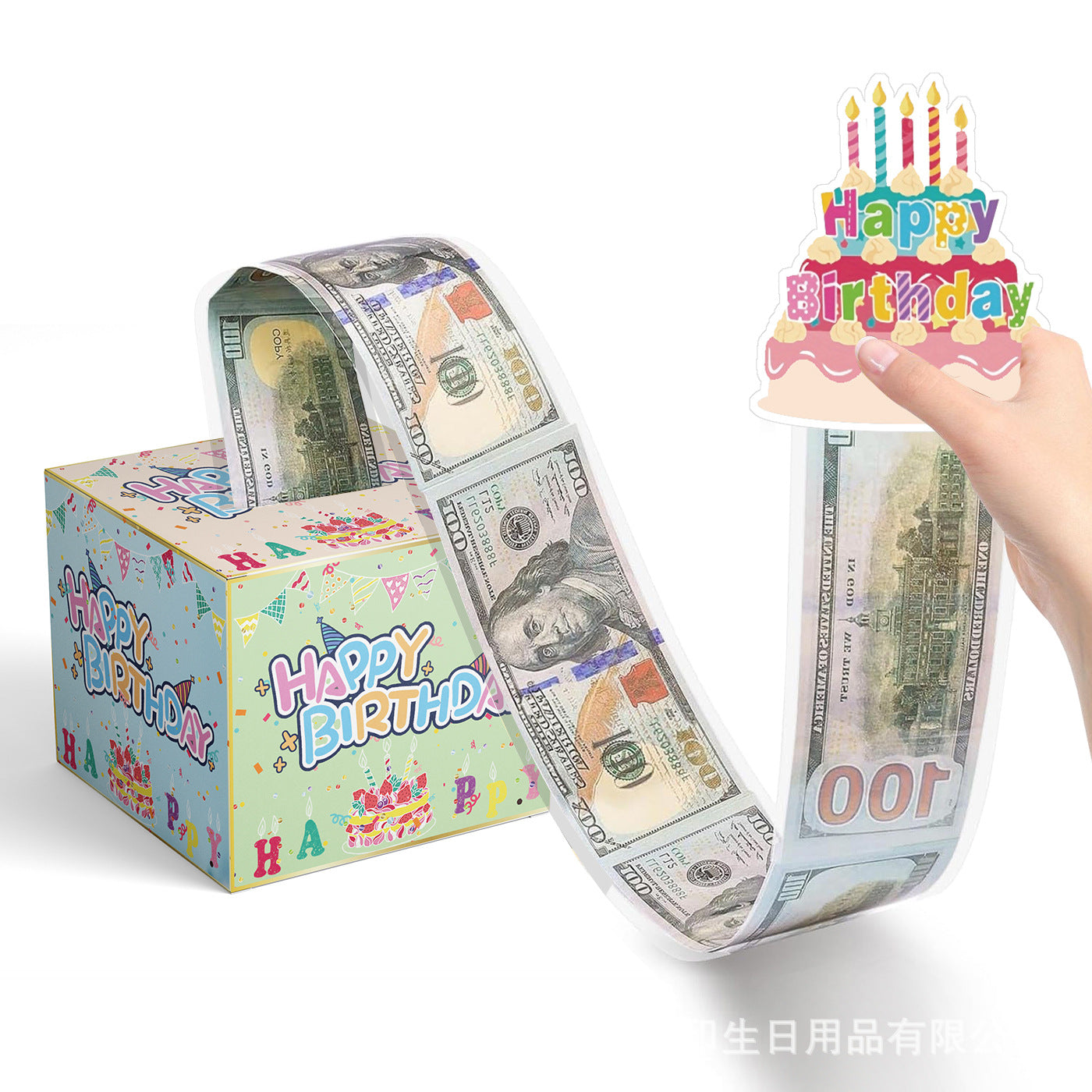 Cross-border money-drawing paper box surprise birthday party decoration birthday atmosphere layout props black gold money-drawing box