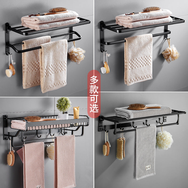 Bathroom storage rack punch-free space aluminum towel rack toilet toilet storage towel rack bathroom hardware pendant