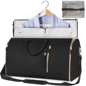 Ready stock suit bag large capacity carry-on clothing bag large PU leather duffel bag portable handbag travel bag