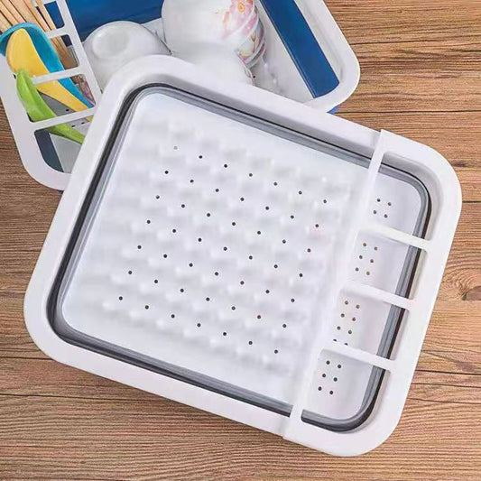 New foldable drain rack for kitchen dishes and utensils, multi-functional sink drain rack and drying rack