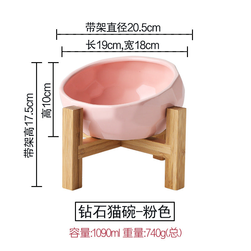 Pet bowl oblique cat bowl food bowl dog bowl French bucket food bowl large capacity high foot oblique bowl large dog ceramic bowl