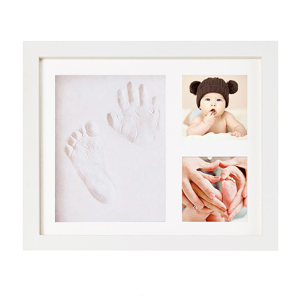 Hot sale baby hand and foot seal mud photo frame pet paw print hollow memorial frame wall hanging table baby DIY photo frame