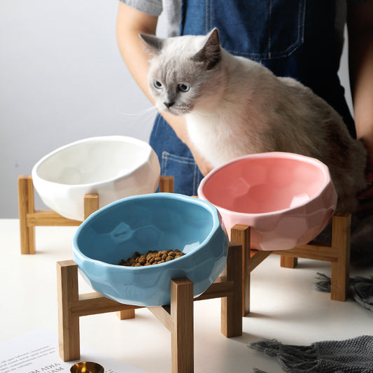 Pet bowl oblique cat bowl food bowl dog bowl French bucket food bowl large capacity high foot oblique bowl large dog ceramic bowl