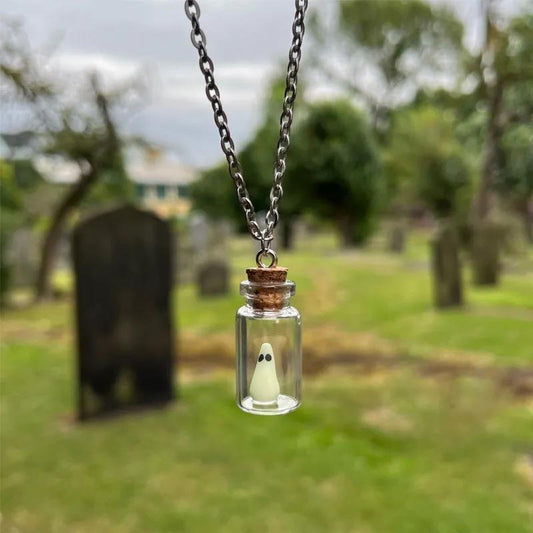 Yiwu Kayi Halloween drift bottle luminous ghost necklace decorated with The Adopt a ghost necklac