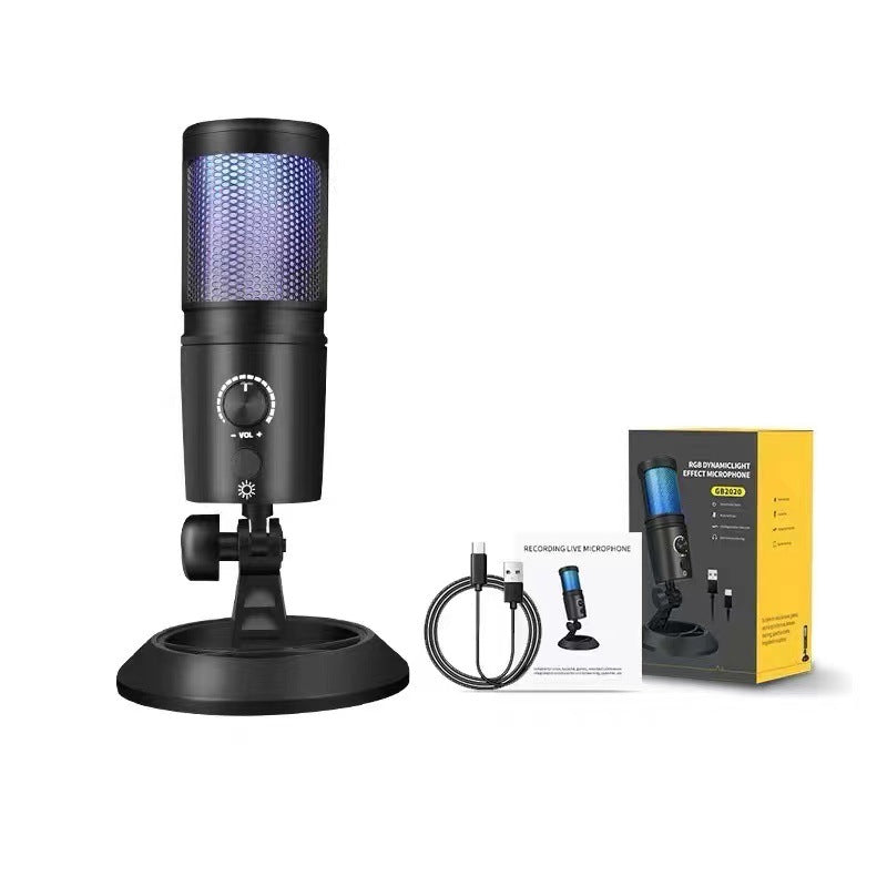 RGB dynamic light effect microphone usb microphone live microphone instrument recording computer microphone