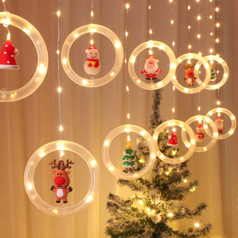 New Cross-border Christmas Light String Unicorn Curtain Light Christmas Cartoon Modeling Light LED Lantern Room Decoration