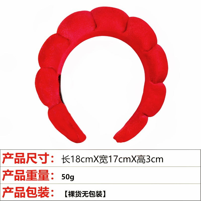 European and American cross-border hot-selling high-top hair accessories for women to wash their faces and bathe, cloud sponge headbands for makeup removal and hair ties