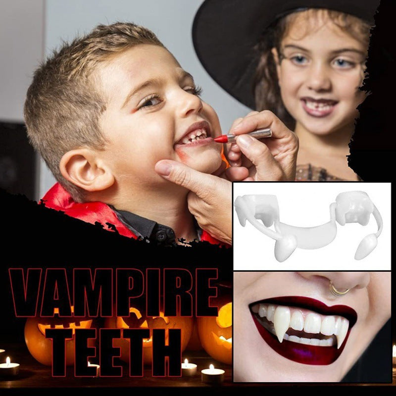 Halloween zombie fangs and tiger teeth horror props cos toys retractable fangs horror dentures holiday costume