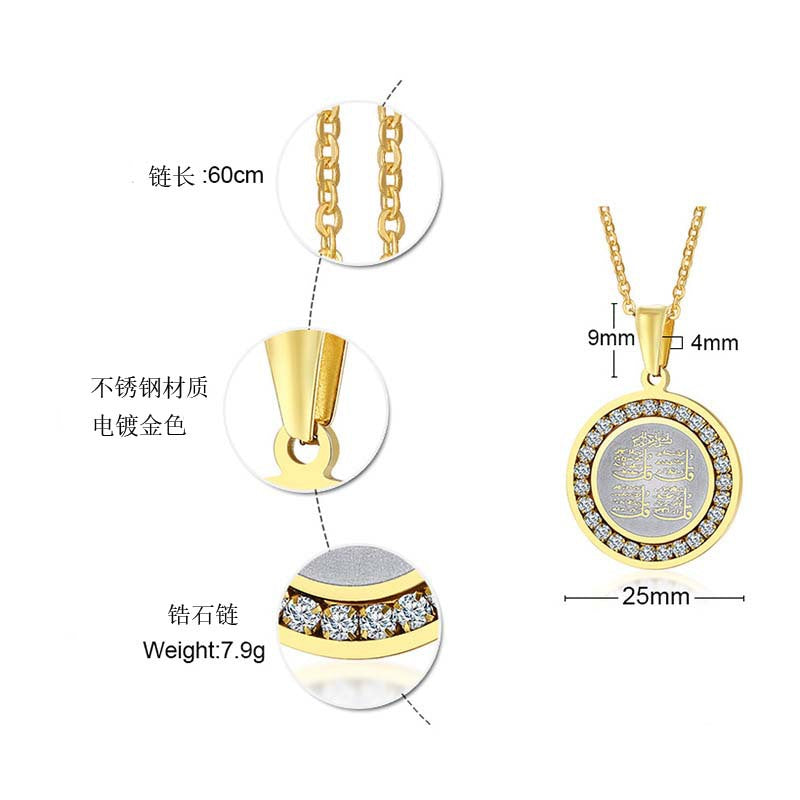 Totem Jewelry Stainless Steel Zircon Mantra Pendant Gold Silver Men's Jewelry Wholesale PN-627