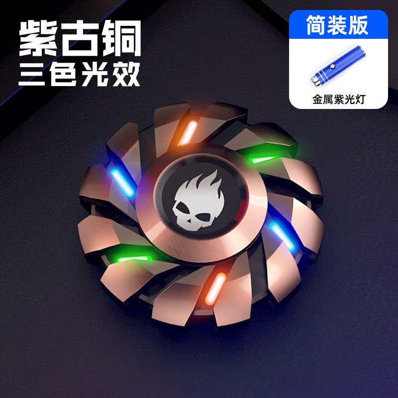 Luminous Fidget Gyro Metal Advanced Finger Decompression Luminous Children's Toy Black Technology Blue Magic