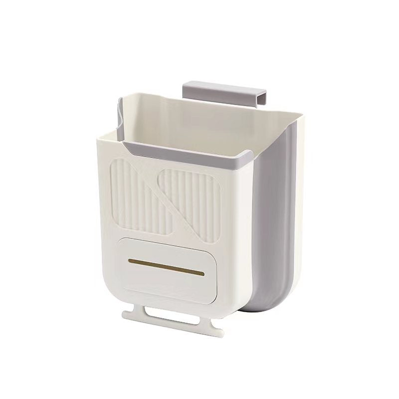 Kitchen trash can foldable household cabinet door wall-mounted garbage storage bin telescopic car trash can dedicated