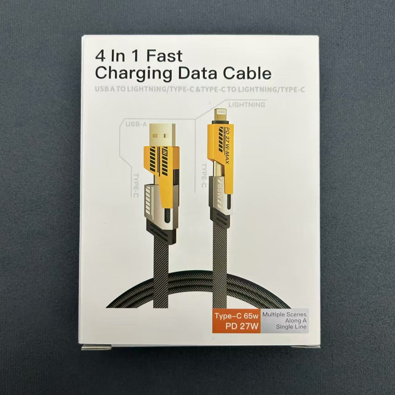 Double Magic Green Mecha Data Cable 4-in-1 Super Fast Charge 65W 2-to-2 Charging Cable.