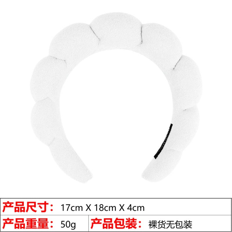 European and American cross-border hot-selling high-top hair accessories for women to wash their faces and bathe, cloud sponge headbands for makeup removal and hair ties