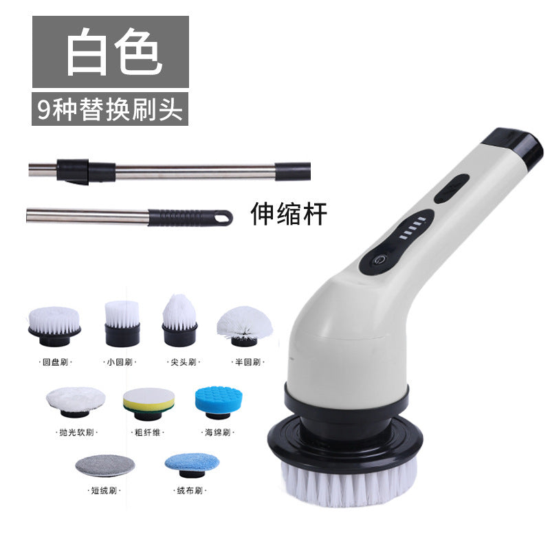 Cross-border household kitchen bathroom glass long and short dual-purpose brush handheld powerful electric multi-functional cleaning brush artifact