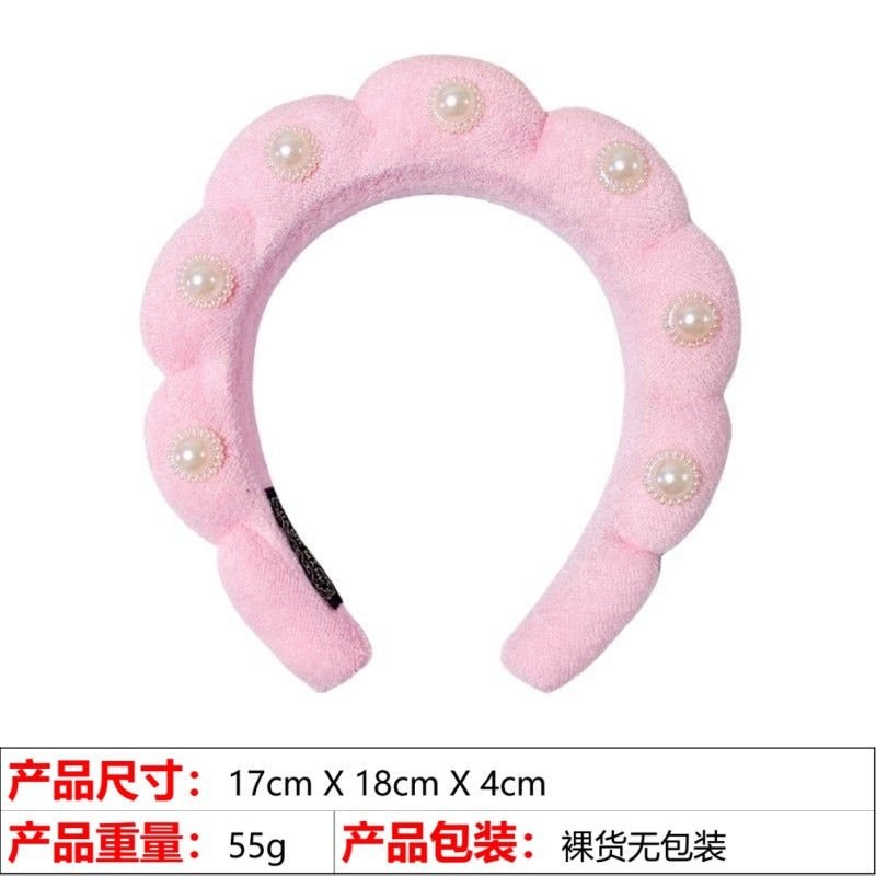 European and American cross-border hot-selling high-top hair accessories for women to wash their faces and bathe, cloud sponge headbands for makeup removal and hair ties