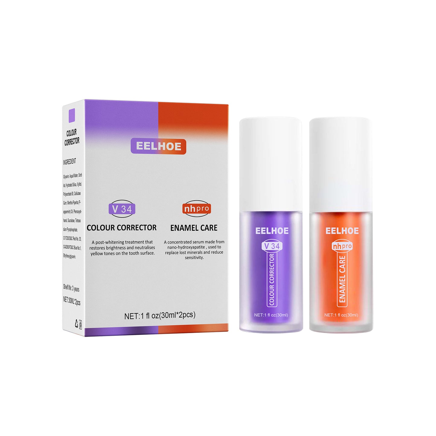 EELHOE V34 Toothpaste Repair Teeth Repair Oral Cleaning Purple Orange Toothpaste Dazzling White Cleaning Tooth Stains