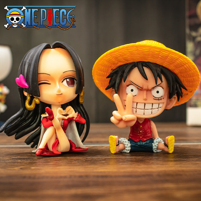 Q version of One Piece Big Head Luffy Zoro Chopper Ace Empress hand-made GK sitting doll blind box anime ornaments