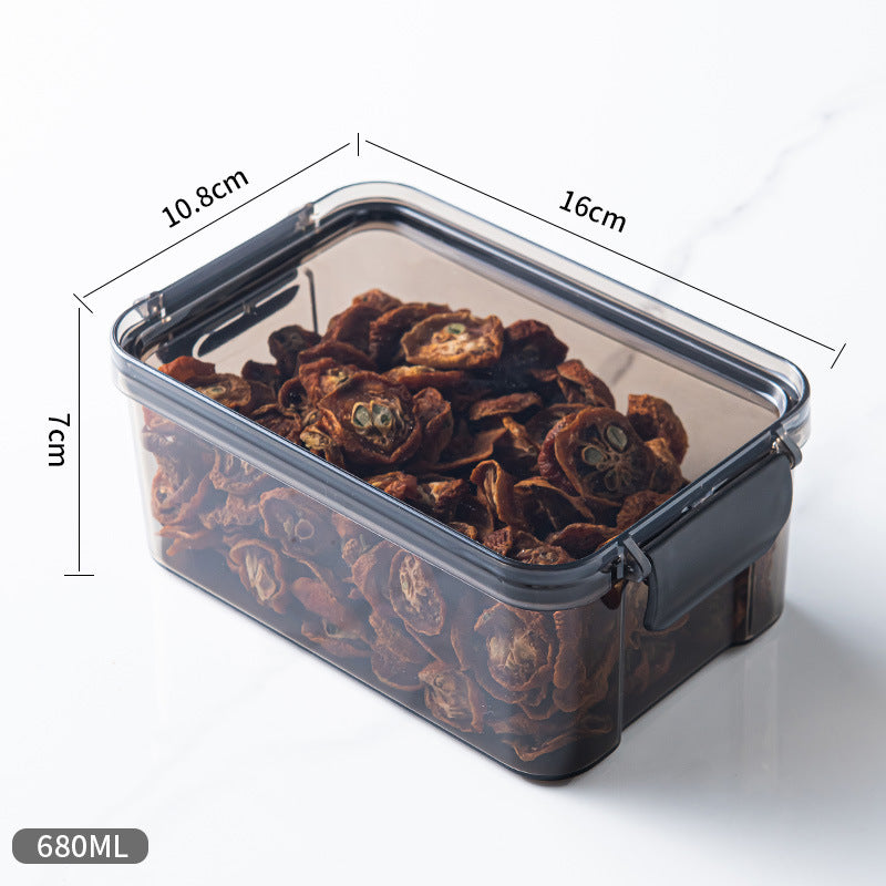 Square flower tea packaging box, 460ml, four-compartment plastic airtight container, food-grade storage box.
