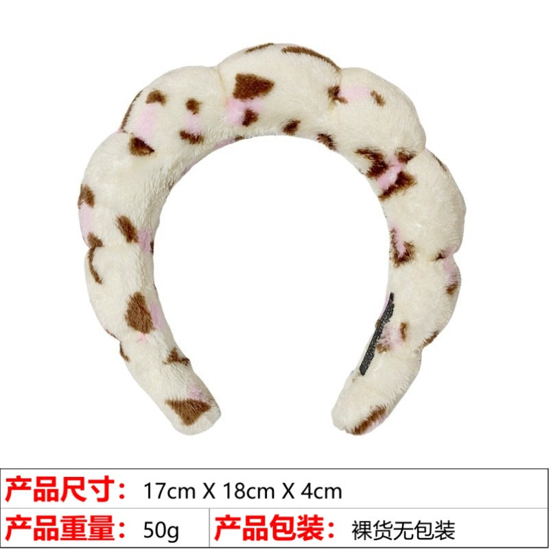 European and American cross-border hot-selling high-top hair accessories for women to wash their faces and bathe, cloud sponge headbands for makeup removal and hair ties