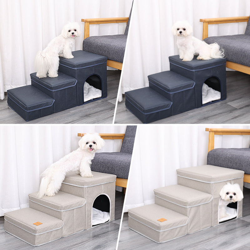 Foldable storage pet dog stairs steps bed sofa puppy climbing ladder pet supplies stairs