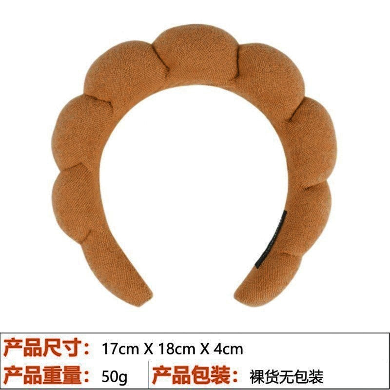 European and American cross-border hot-selling high-top hair accessories for women to wash their faces and bathe, cloud sponge headbands for makeup removal and hair ties