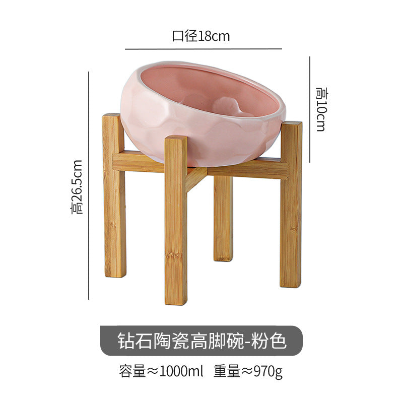 Pet bowl oblique cat bowl food bowl dog bowl French bucket food bowl large capacity high foot oblique bowl large dog ceramic bowl