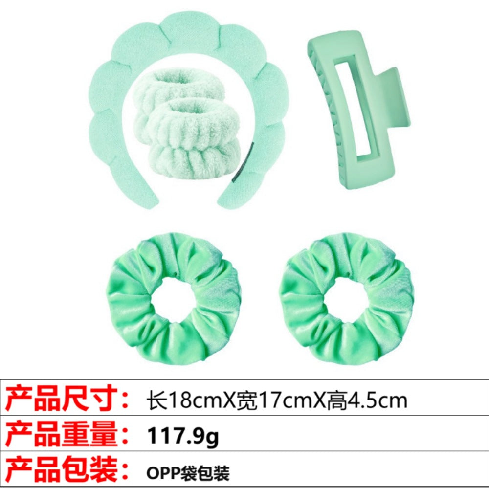 European and American cross-border hot-selling high-top hair accessories for women to wash their faces and bathe, cloud sponge headbands for makeup removal and hair ties