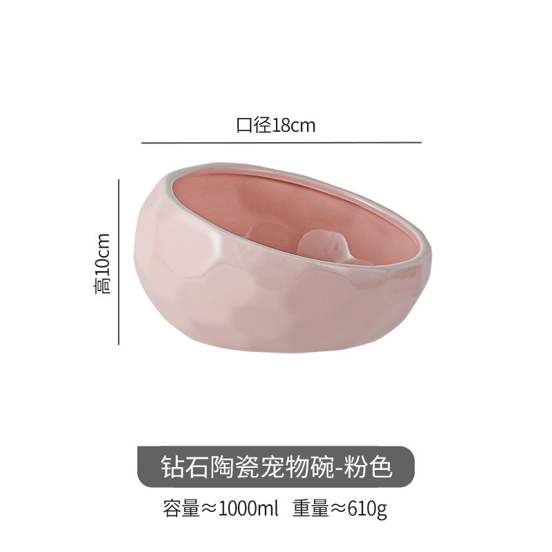 Pet bowl oblique cat bowl food bowl dog bowl French bucket food bowl large capacity high foot oblique bowl large dog ceramic bowl