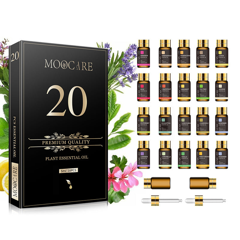 Cross-border supply of essential oil box 20 pieces 5ml facial single essential oil set Christmas gift combination package wholesale