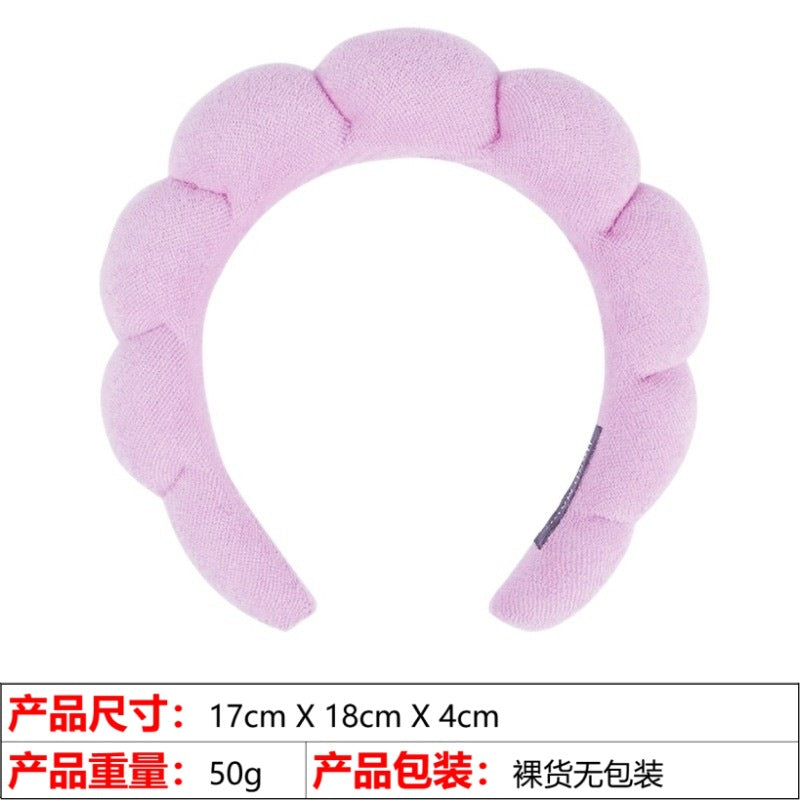 European and American cross-border hot-selling high-top hair accessories for women to wash their faces and bathe, cloud sponge headbands for makeup removal and hair ties